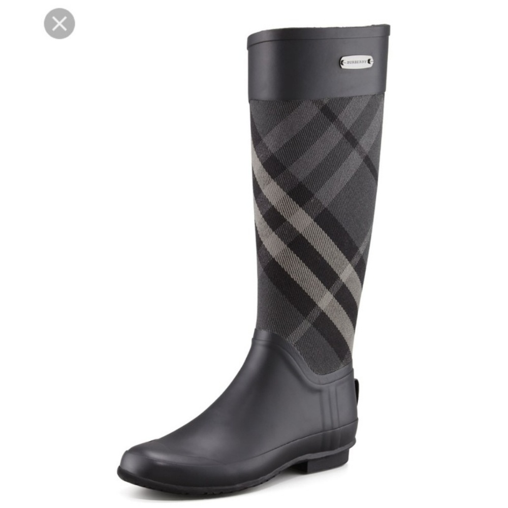 Burberry Clemence Rain Boots Charcoal Grey Size 7